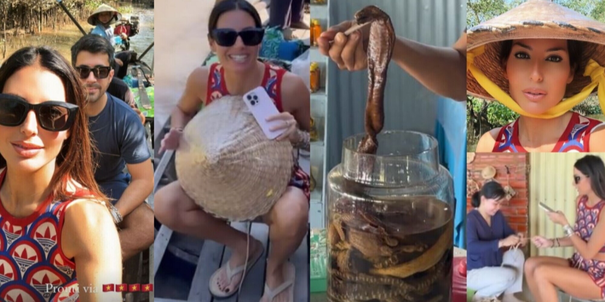 Elisabetta Gregoraci selvaggia in Vietnam: l'incontro col cobra e non solo