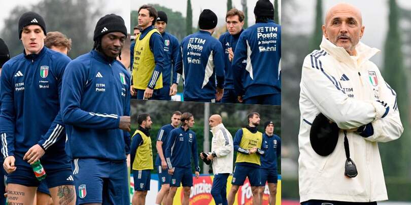 Kean e Zaniolo concentrati, Chiesa scherza con Barella: l'allenamento Italia