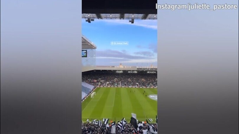 Newcastle-Chelsea, lady Tonali assiste alla super coreografia bianconera