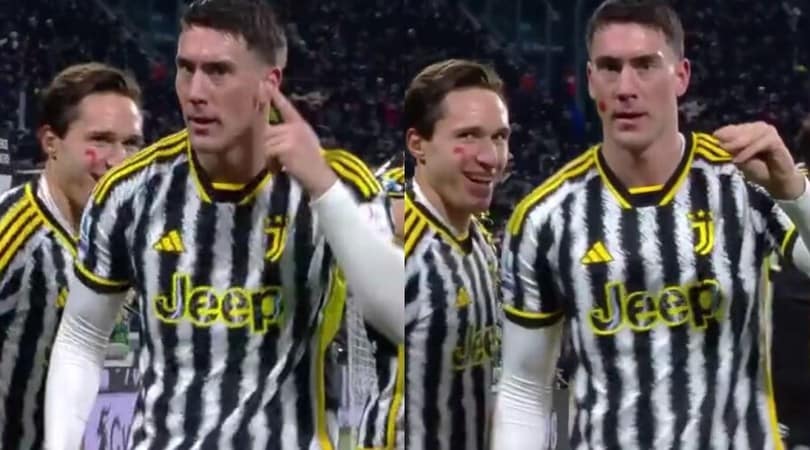 Vlahovic, l’esultanza in Juve-Inter: voi parlate, io segno