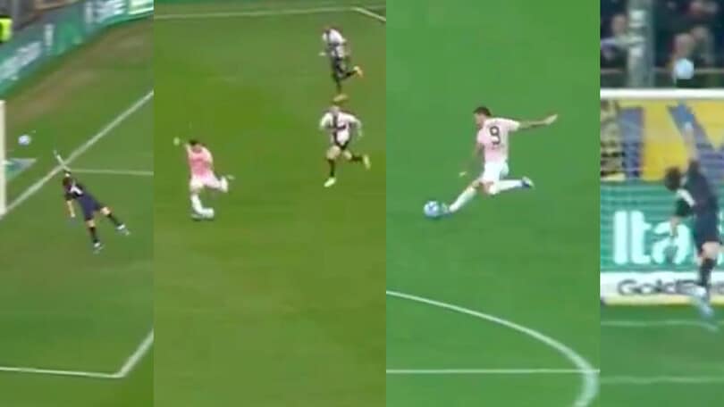 Palermo, che magia di Brunori: golazo da centrocampo a Parma