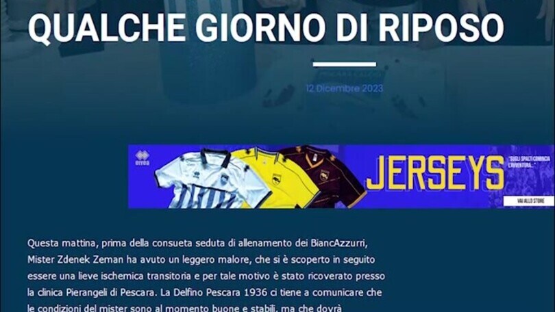 Pescara, paura per Zeman: ricoverato in ospedale per ischemia