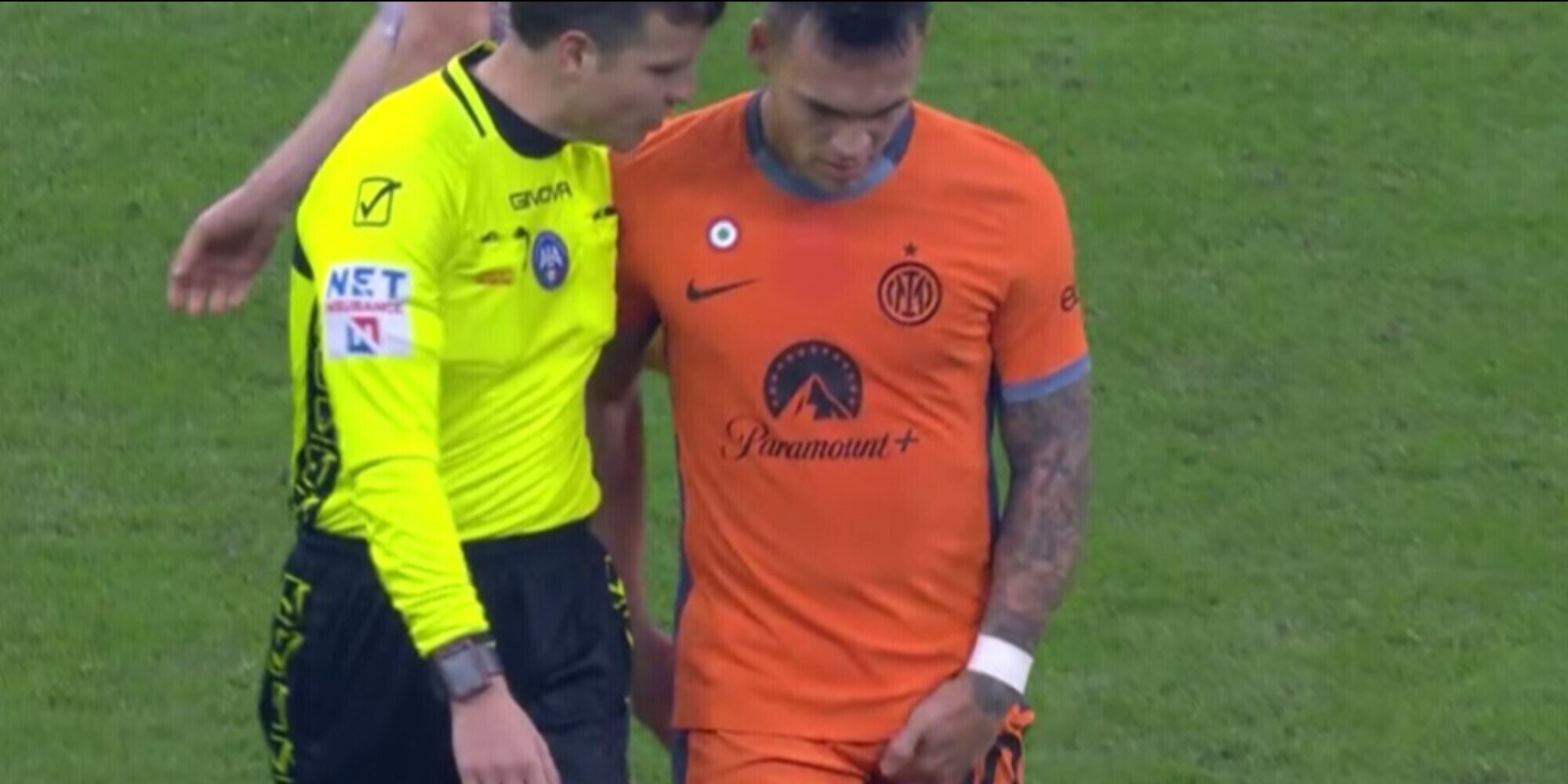 Lautaro ko, Inter col fiato sospeso: medicato a bordocampo