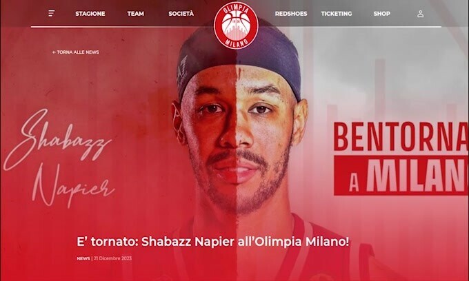 Ufficiale, Napier e l'Olimpia Milano tornano insieme