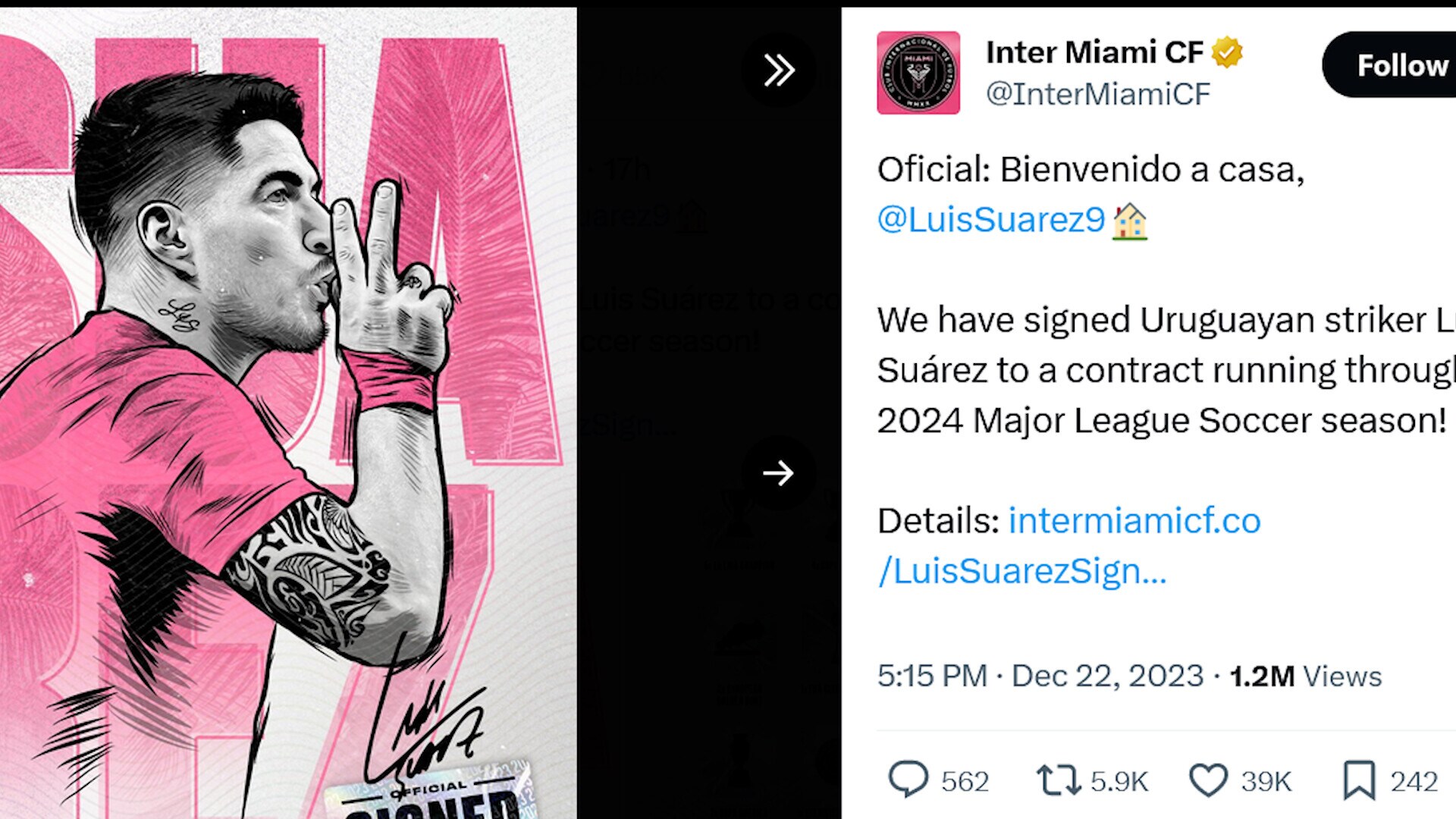 Ufficiale: l'Inter Miami ingaggia Suarez