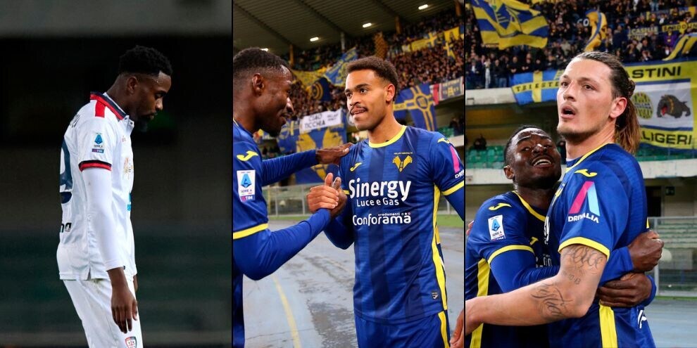 Makoumbou tradisce il Cagliari, il Verona vince con Ngonge e Djuric