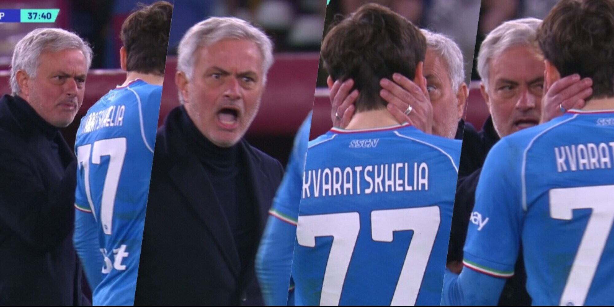 Mourinho-Kvaratskhelia, scintille durante Roma-Napoli: cosa è successo