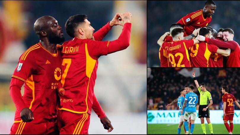 Roma, Pellegrini e Lukaku stendono il Napoli: Politano e Osimhen espulsi