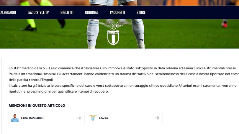 Lazio, Immobile finisce ko: niente Frosinone