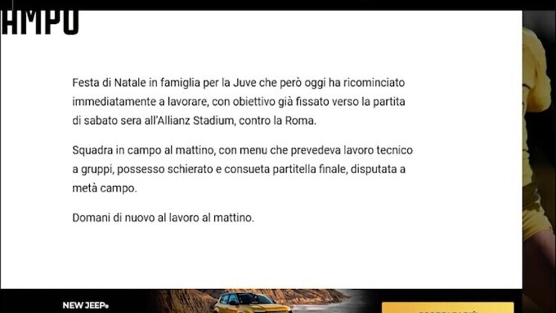 Juventus, Santo Stefano di lavoro in vista della Roma