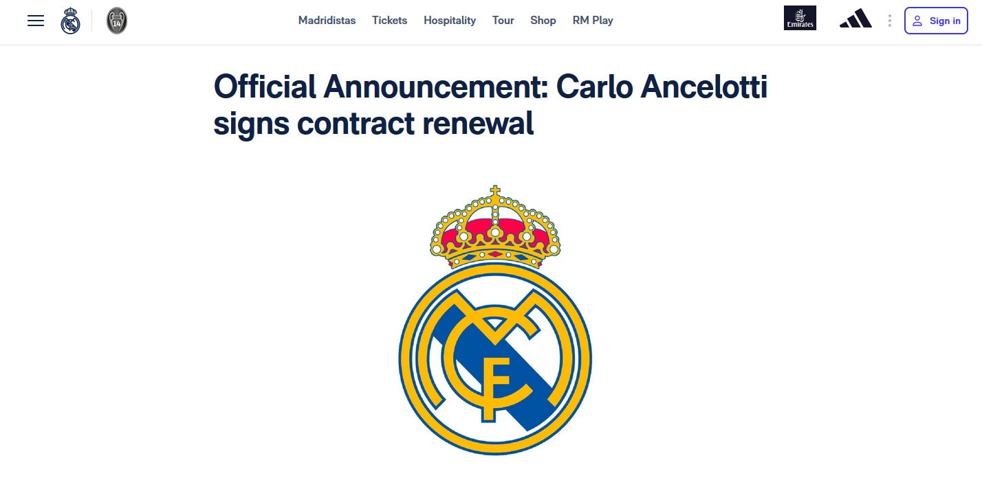 Ufficiale: Real-Ancelotti, avanti fino al 2026