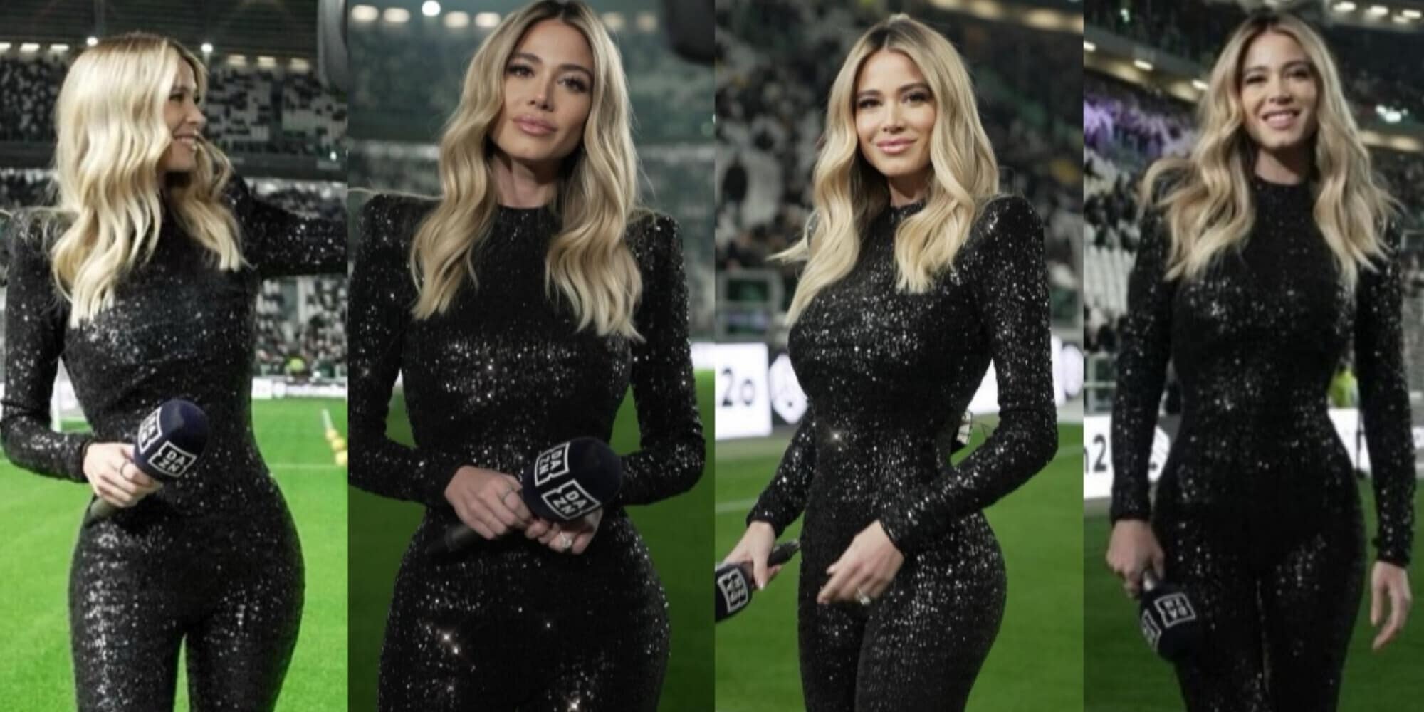 Diletta Leotta scintillante per Juve-Roma. E spunta un diamante