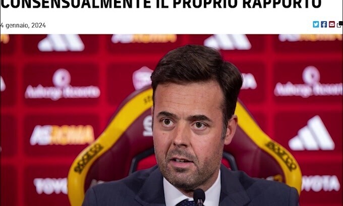 Roma, ufficiale l'addio a Tiago Pinto: lascerà il 3 febbraio