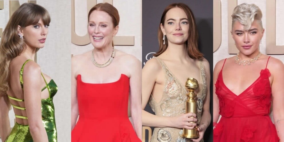 Golden Globe, i look delle star: da Taylor Swift a Emma Stone e Moore