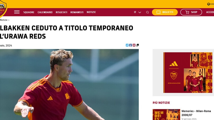 Ufficiale, Roma: Solbakken ceduto in prestito all'Urawa Reds