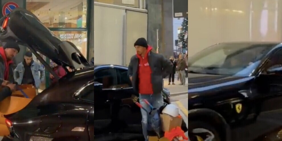 Ibrahimovic, shopping di classe con la sua nuova Ferrari Purosangue