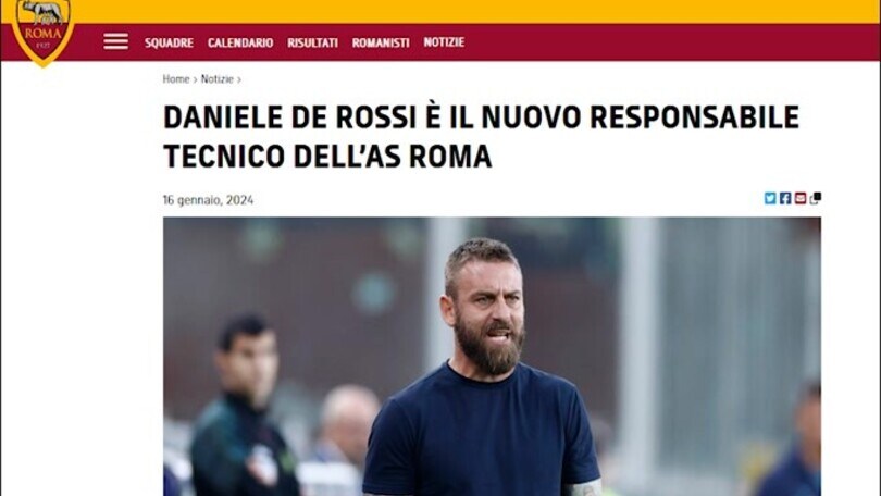 Roma: Daniele De Rossi ufficialmente il nuovo allenatore