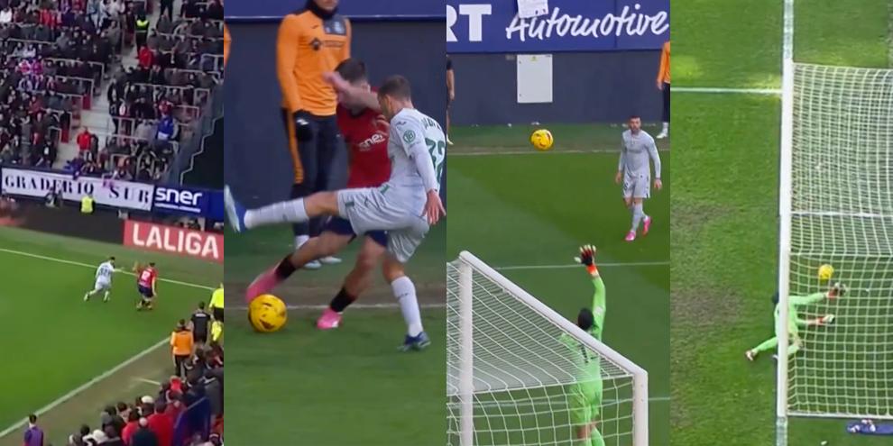 Areso, il gol è una prodezza balistica: portiere del Getafe spiazzato