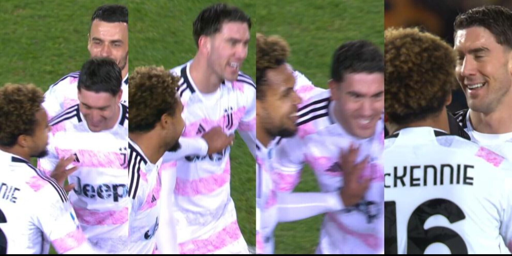 Vlahovic e il gol "rubato" a McKennie: siparietto in campo dopo il 2-0 Juve