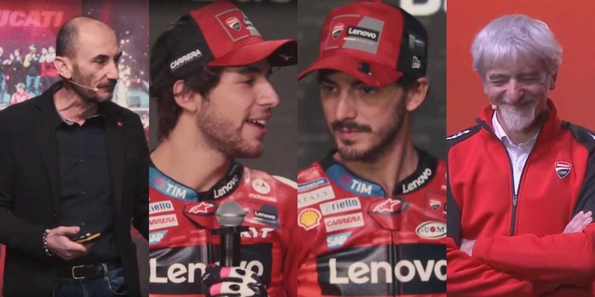 Bagnaia sulla nuova Ducati: "Potenziale alto". Bastianini: "Sono carico"