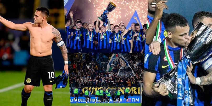 Lautaro alza la Supercoppa al cielo: le immagini della festa Inter
