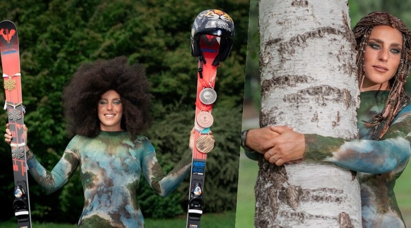 Federica Brignone diventa albero per difendere l'ambiente