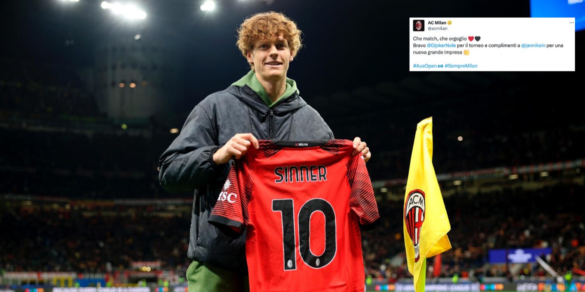 Il Milan esulta per Sinner: "Grande impresa, che orgoglio" Applausi a Djokovic