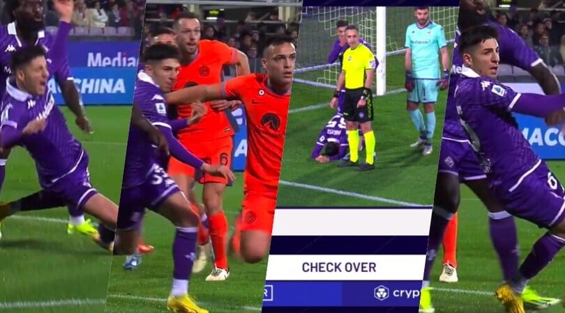 Fiorentina-Inter: contatto Lautaro Martinez-Parisi sullo 0-1, gol convalidato
