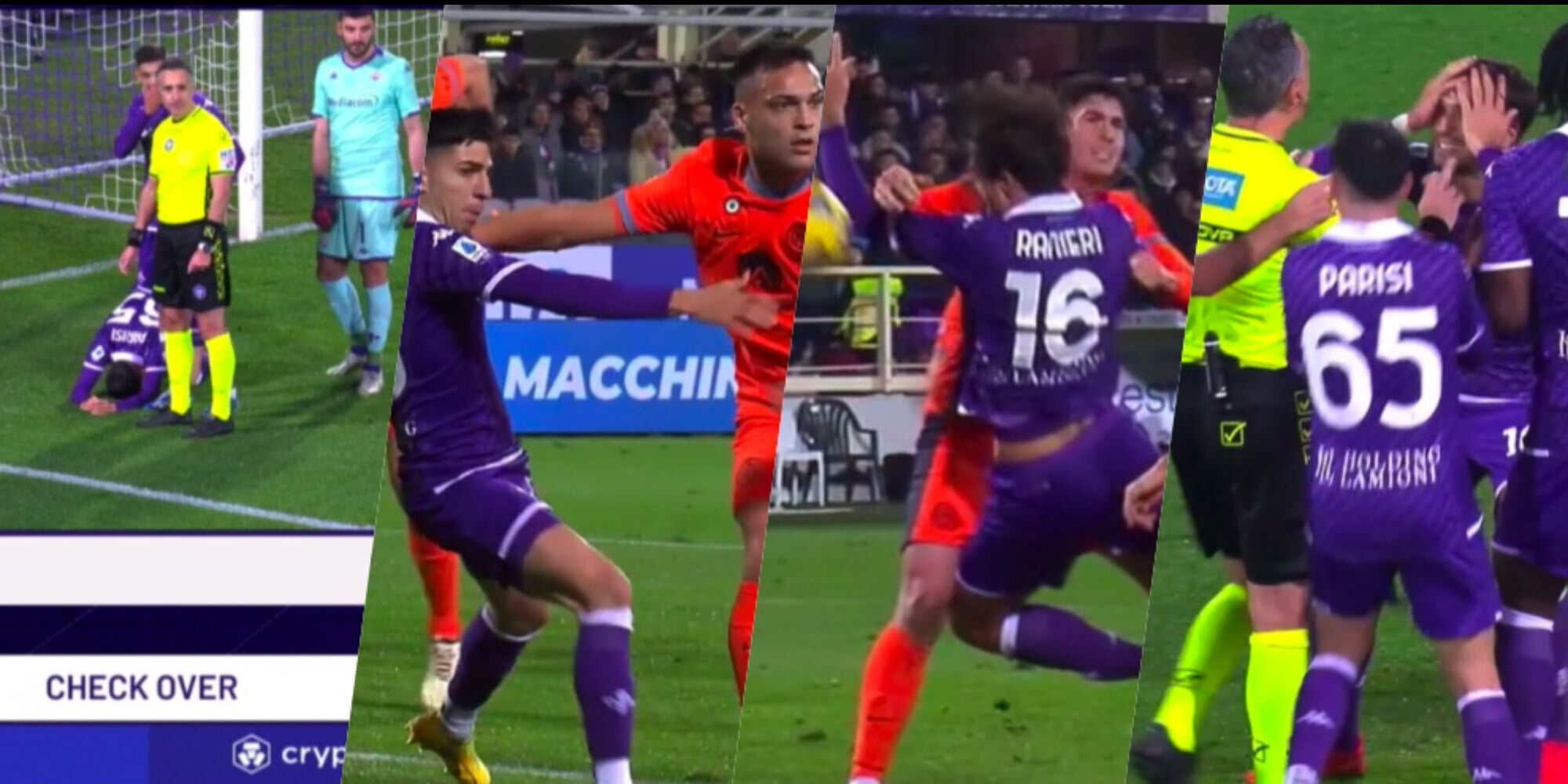 Lautaro-Parisi e Bastoni-Ranieri: i 2 episodi moviola in Fiorentina-Inter