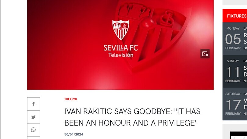 Ufficiale, Siviglia: Rakitic lascia, va all'Al-Shabab