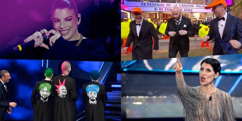 Sanremo, la seconda serata per immagini: dal ballo del qua qua ad Amadeus punk