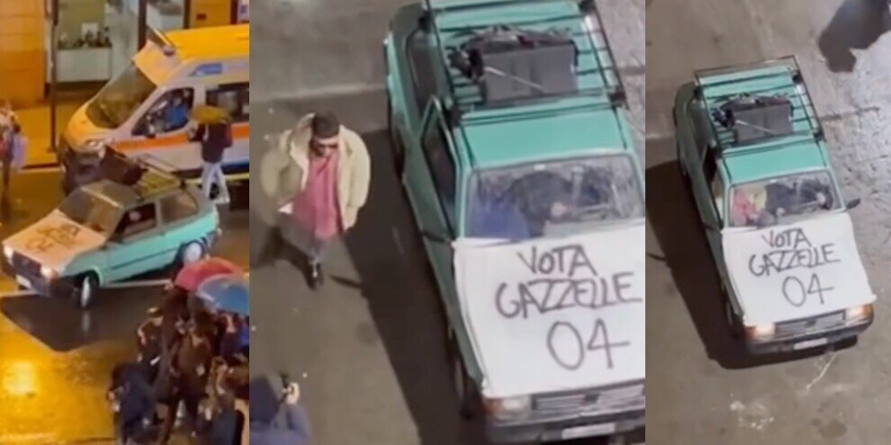 Gazzelle e l'ingresso a Sanremo su una vecchia Fiat Panda VIDEO
