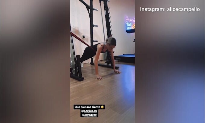 Lady Morata si tiene in forma allenandosi duramente