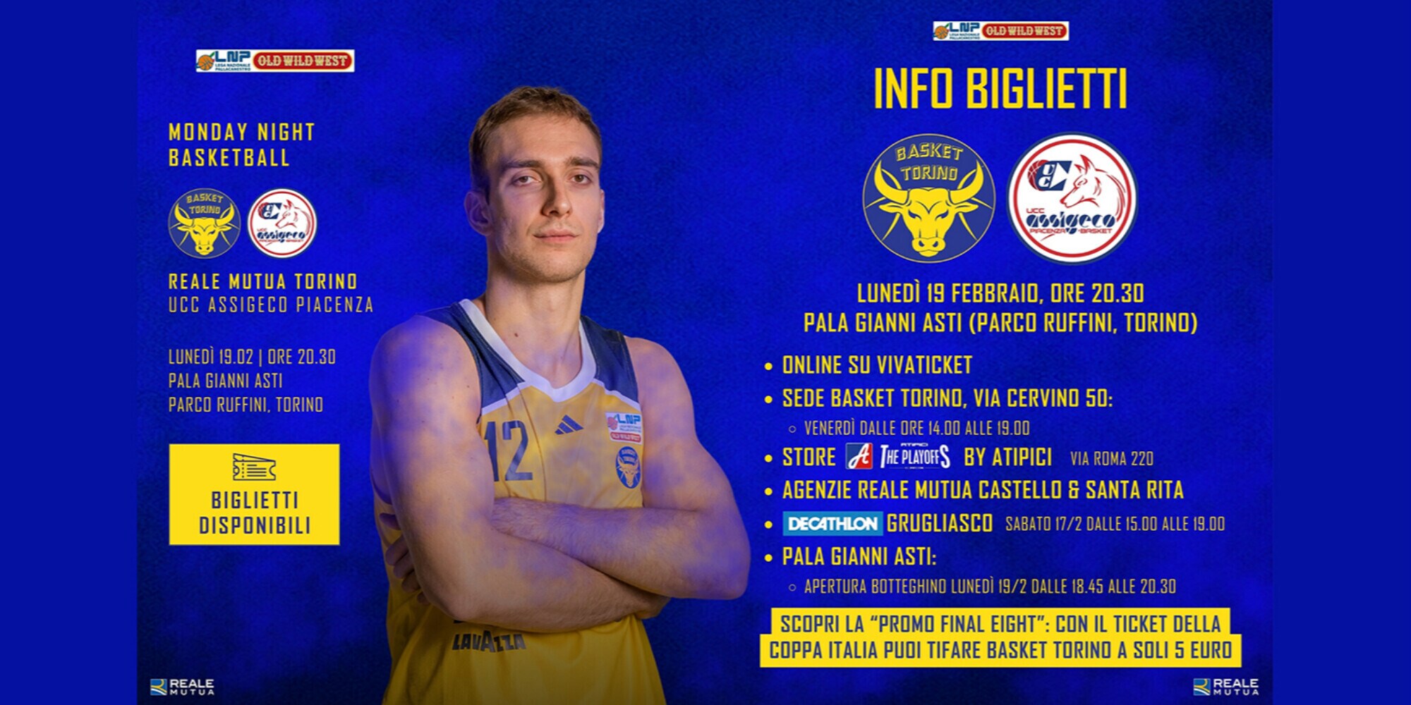 Al via la prevendita dei biglietti Reale Mutua Torino vs Assigeco Piacenza