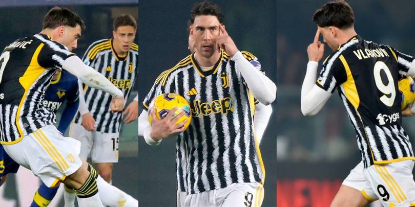 Vlahovic, Juve sulle spalle: esulta così dopo il rigore contro il Verona