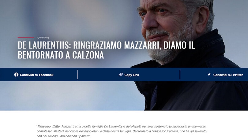 Ufficiale, Napoli: via Mazzarri, arriva Calzona