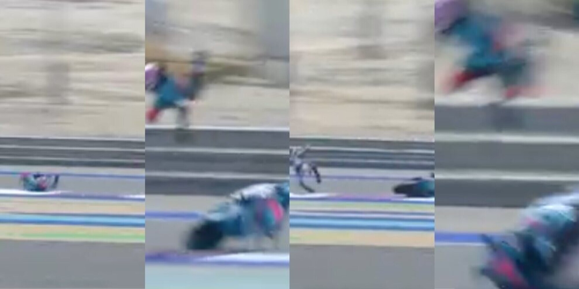 Caduta spaventosa in Qatar, sbalzato via dalla moto: il volo è impressionante