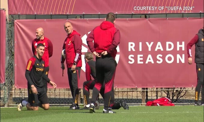Roma: ultimo allenamento a Trigoria prima dell'Europa League