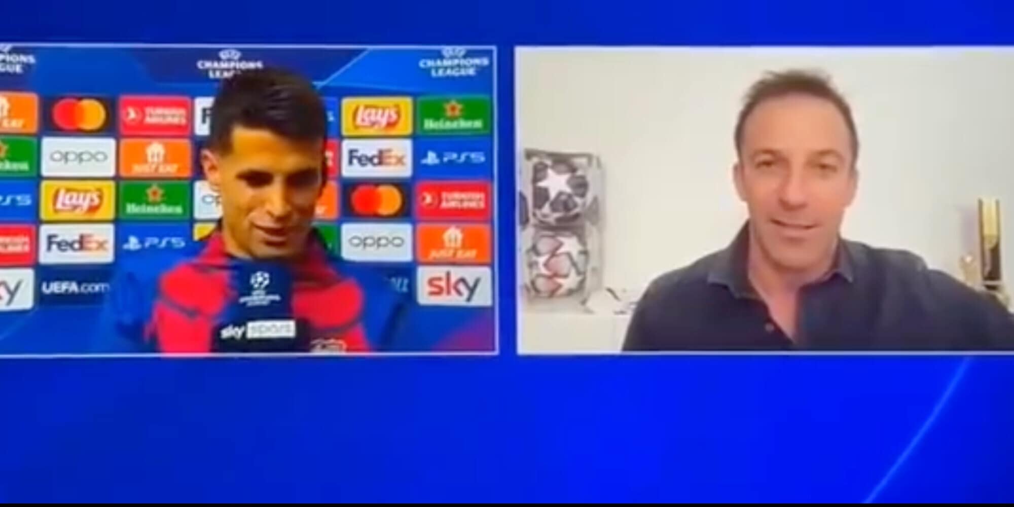 Cancelo, siparietto in diretta tv con Del Piero: "Meno male che..."