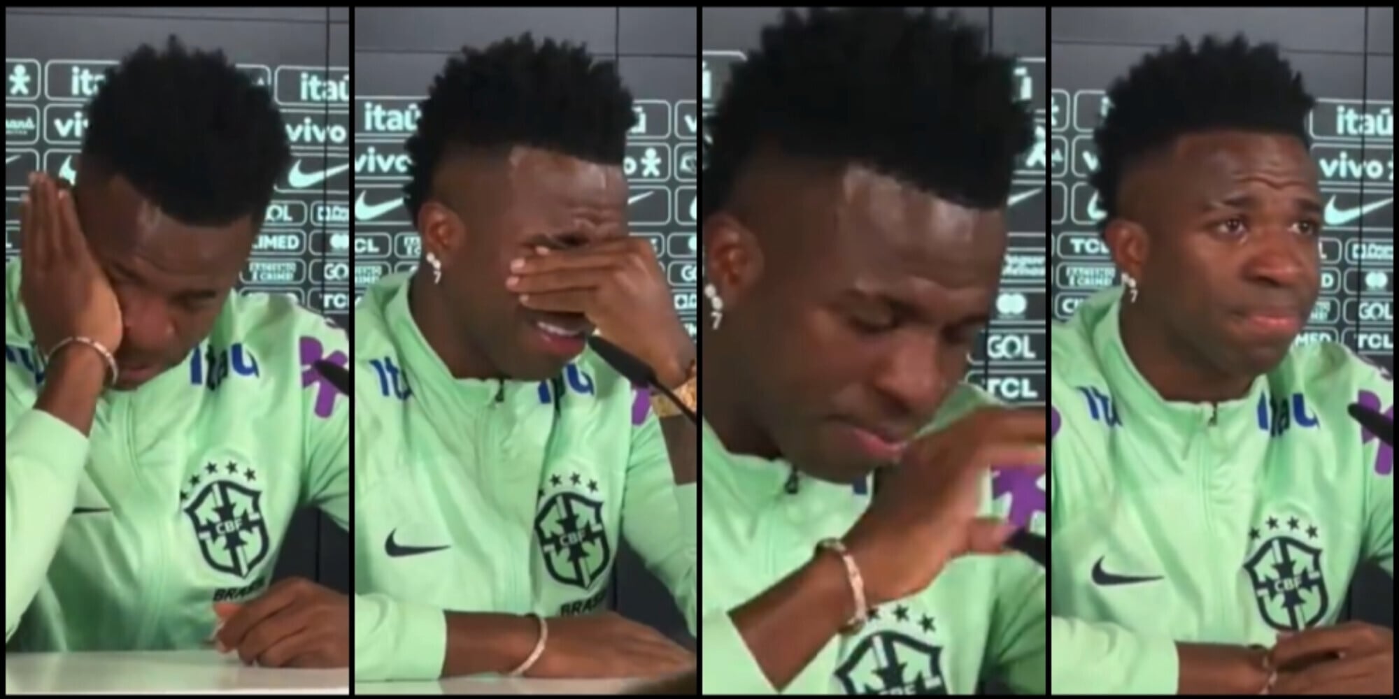 Brasile, Vinicius scoppia a piangere in diretta: "Non ce la faccio più"