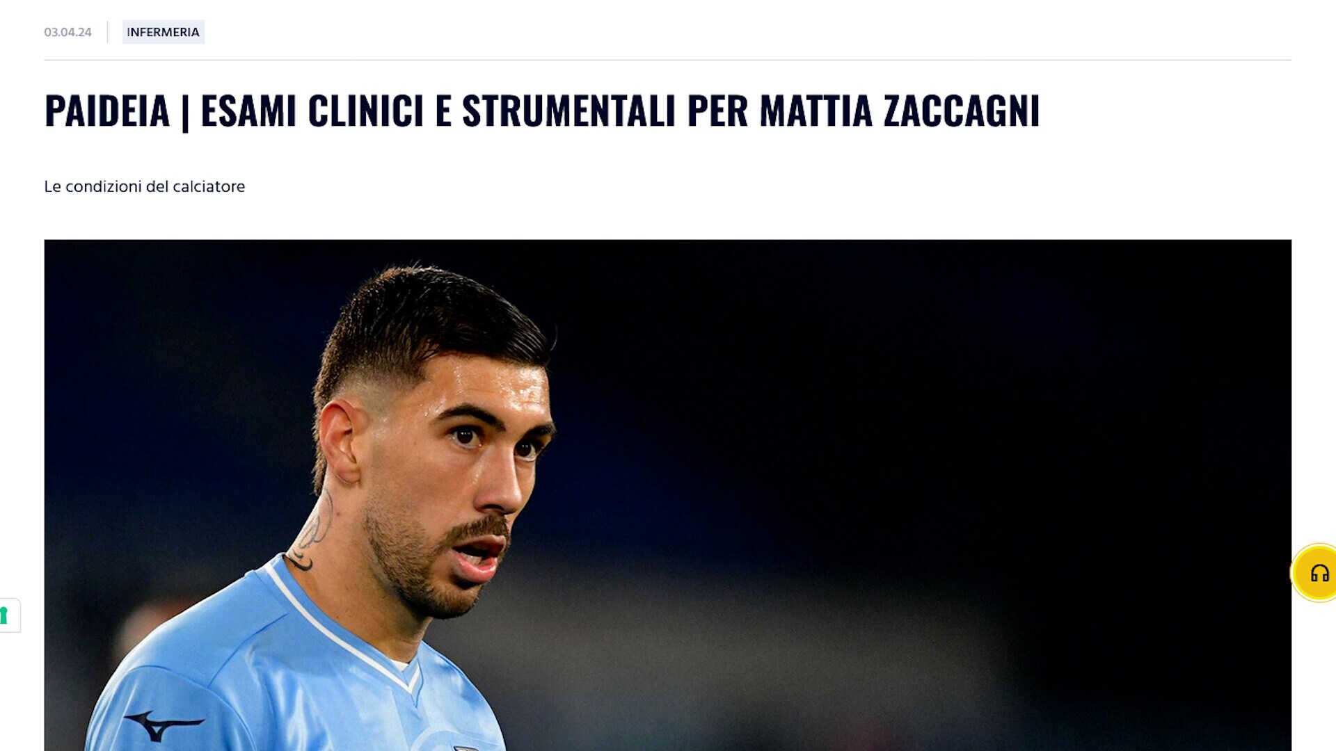 Lazio, per Zaccagni escluse fratture