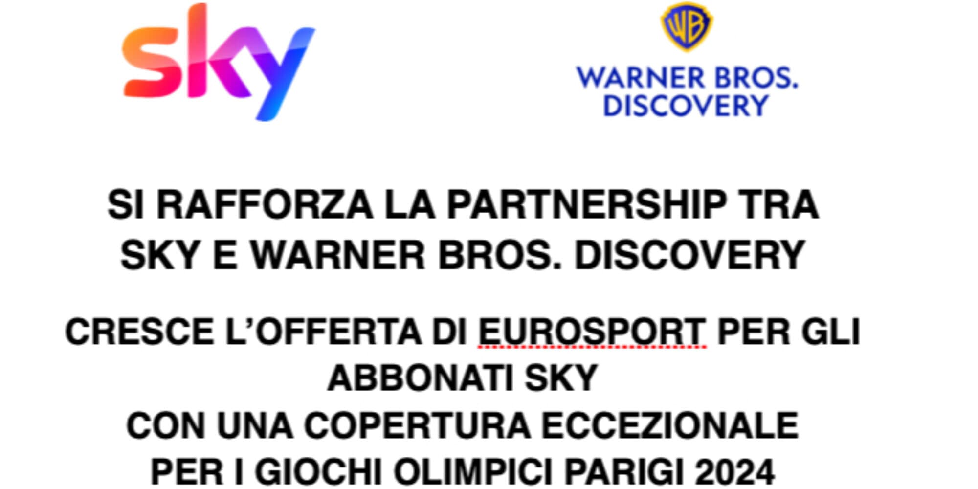 Sky e Warner Bros, accordo per le Olimpiadi di Parigi. E non solo