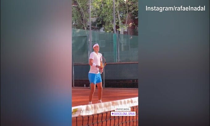 Tennis, l'allenamento di Nadal a Barcellona