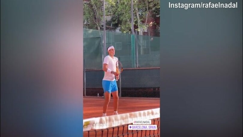 Tennis, l'allenamento di Nadal a Barcellona