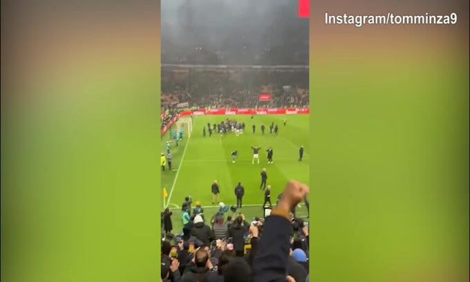 Inter, il figlio di Inzaghi festeggia in tribuna
