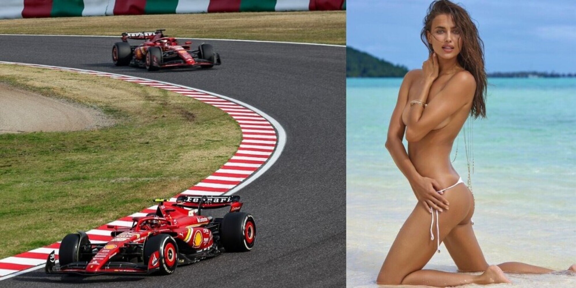 Le curve di Irina Shayk sulla pista di Fiorano: lo shooting Rosso Ferrari