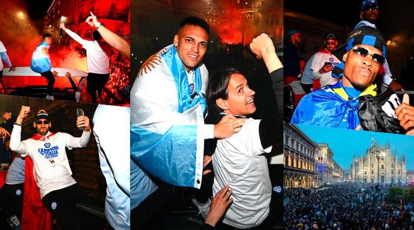 Inter campione, parata scudetto in pullman: Milano si colora di nerazzurro