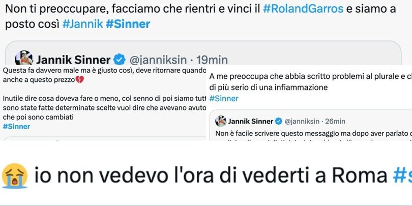 "Fa davvero male": tutte le reazioni social dopo il forfait di Sinner