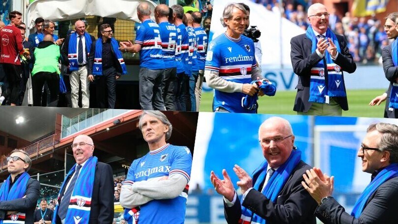 Eriksson a Marassi, che emozioni prima di Samp-Reggiana: l'omaggio di Mancini e Manfredi