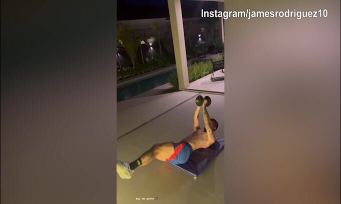 James Rodriguez, lavoro...di notte in palestra